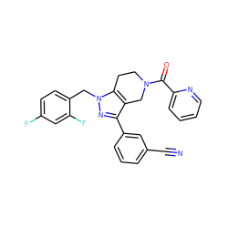 N#Cc1cccc(-c2nn(Cc3ccc(F)cc3F)c3c2CN(C(=O)c2ccccn2)CC3)c1 ZINC000204907981