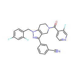 N#Cc1cccc(-c2nn(Cc3ccc(F)cc3F)c3c2CN(C(=O)c2ccncc2F)CC3)c1 ZINC000205190655