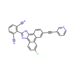 N#Cc1cccc(C#N)c1-c1nc2c3ccc(Cl)cc3c3cc(C#Cc4cccnc4)ccc3c2[nH]1 ZINC000038270085