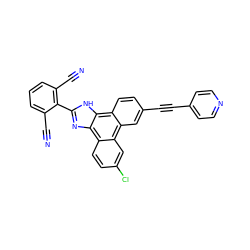 N#Cc1cccc(C#N)c1-c1nc2c3ccc(Cl)cc3c3cc(C#Cc4ccncc4)ccc3c2[nH]1 ZINC000035872834