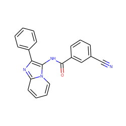 N#Cc1cccc(C(=O)Nc2c(-c3ccccc3)nc3ccccn23)c1 ZINC000005269603