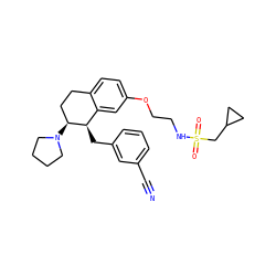 N#Cc1cccc(C[C@@H]2c3cc(OCCNS(=O)(=O)CC4CC4)ccc3CC[C@@H]2N2CCCC2)c1 ZINC000168465391