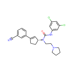 N#Cc1cccc(C2=C[C@H](N(CCN3CCCC3)C(=O)Nc3cc(Cl)cc(Cl)c3)CC2)c1 ZINC000013685090
