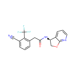 N#Cc1cccc(CC(=O)N[C@@H]2COc3ncccc32)c1C(F)(F)F ZINC000146588503