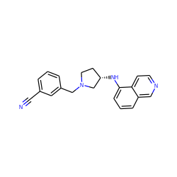 N#Cc1cccc(CN2CC[C@H](Nc3cccc4cnccc34)C2)c1 ZINC000114338770