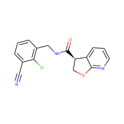 N#Cc1cccc(CNC(=O)[C@@H]2COc3ncccc32)c1Cl ZINC001772580027