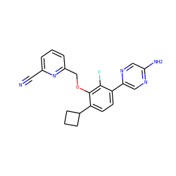 N#Cc1cccc(COc2c(C3CCC3)ccc(-c3cnc(N)cn3)c2F)n1 ZINC000224569872