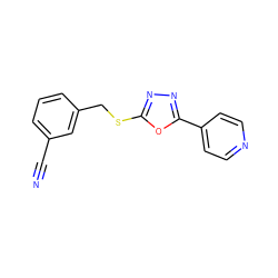 N#Cc1cccc(CSc2nnc(-c3ccncc3)o2)c1 ZINC000009376509