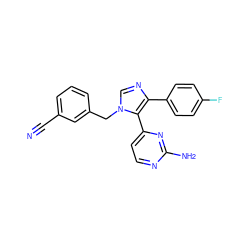 N#Cc1cccc(Cn2cnc(-c3ccc(F)cc3)c2-c2ccnc(N)n2)c1 ZINC000040412156