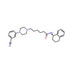 N#Cc1cccc(N2CCN(CCCCCC(=O)N[C@@H]3CCCc4ccccc43)CC2)c1 ZINC000013586555