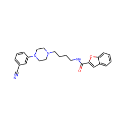 N#Cc1cccc(N2CCN(CCCCNC(=O)c3cc4ccccc4o3)CC2)c1 ZINC000035901290