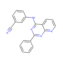 N#Cc1cccc(Nc2nc(-c3ccccc3)nc3ncccc23)c1 ZINC001772605091