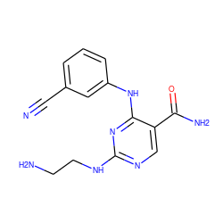 N#Cc1cccc(Nc2nc(NCCN)ncc2C(N)=O)c1 ZINC000040976388