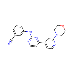 N#Cc1cccc(Nc2nccc(-c3ccnc(N4CCOCC4)c3)n2)c1 ZINC000095578440