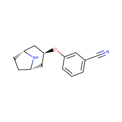 N#Cc1cccc(O[C@H]2C[C@@H]3CC[C@H](C2)N3)c1 ZINC000101387201