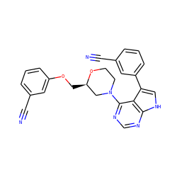 N#Cc1cccc(OC[C@@H]2CN(c3ncnc4[nH]cc(-c5cccc(C#N)c5)c34)CCO2)c1 ZINC000224899512