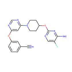 N#Cc1cccc(Oc2cc(N3CCC(Oc4ncc(F)c(N)n4)CC3)ncn2)c1 ZINC000049031411