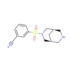 N#Cc1cccc(S(=O)(=O)N2C[C@@H]3CNC[C@@H](C3)C2)c1 ZINC000103243585