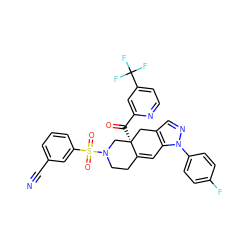 N#Cc1cccc(S(=O)(=O)N2CCC3=Cc4c(cnn4-c4ccc(F)cc4)C[C@]3(C(=O)c3cc(C(F)(F)F)ccn3)C2)c1 ZINC000142095408