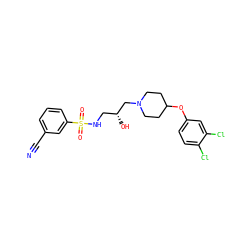 N#Cc1cccc(S(=O)(=O)NC[C@@H](O)CN2CCC(Oc3ccc(Cl)c(Cl)c3)CC2)c1 ZINC000095562364