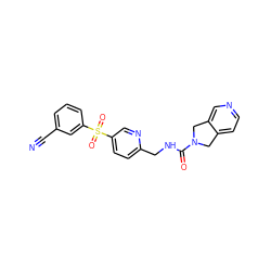 N#Cc1cccc(S(=O)(=O)c2ccc(CNC(=O)N3Cc4ccncc4C3)nc2)c1 ZINC001772588480