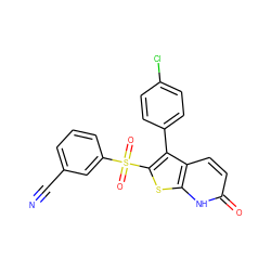 N#Cc1cccc(S(=O)(=O)c2sc3[nH]c(=O)ccc3c2-c2ccc(Cl)cc2)c1 ZINC000060245247