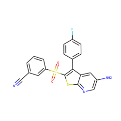 N#Cc1cccc(S(=O)(=O)c2sc3ncc(N)cc3c2-c2ccc(F)cc2)c1 ZINC000299868134