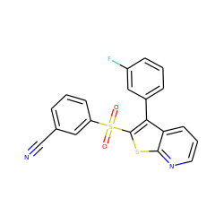 N#Cc1cccc(S(=O)(=O)c2sc3ncccc3c2-c2cccc(F)c2)c1 ZINC000138729486