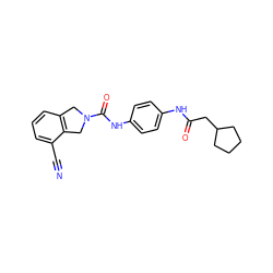 N#Cc1cccc2c1CN(C(=O)Nc1ccc(NC(=O)CC3CCCC3)cc1)C2 ZINC000167170332