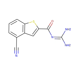 N#Cc1cccc2sc(C(=O)N=C(N)N)cc12 ZINC000013981584