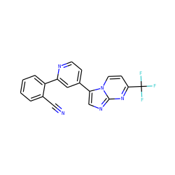 N#Cc1ccccc1-c1cc(-c2cnc3nc(C(F)(F)F)ccn23)ccn1 ZINC000028569624