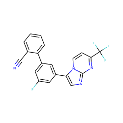 N#Cc1ccccc1-c1cc(F)cc(-c2cnc3nc(C(F)(F)F)ccn23)c1 ZINC000013678267