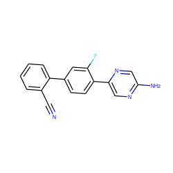 N#Cc1ccccc1-c1ccc(-c2cnc(N)cn2)c(F)c1 ZINC000224819237