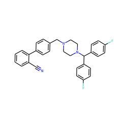 N#Cc1ccccc1-c1ccc(CN2CCN(C(c3ccc(F)cc3)c3ccc(F)cc3)CC2)cc1 ZINC000036286992