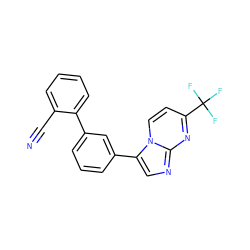 N#Cc1ccccc1-c1cccc(-c2cnc3nc(C(F)(F)F)ccn23)c1 ZINC000013678262