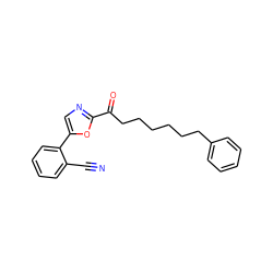 N#Cc1ccccc1-c1cnc(C(=O)CCCCCCc2ccccc2)o1 ZINC000035259920