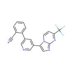 N#Cc1ccccc1-c1cncc(-c2cnc3nc(C(F)(F)F)ccn23)c1 ZINC000028570064