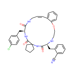 N#Cc1ccccc1C[C@@H]1NCCOc2ccccc2/C=C\CNC(=O)[C@H](Cc2ccc(Cl)cc2)NC(=O)C2(CCCC2)NC1=O ZINC001772612559