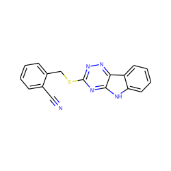 N#Cc1ccccc1CSc1nnc2c(n1)[nH]c1ccccc12 ZINC000000080459