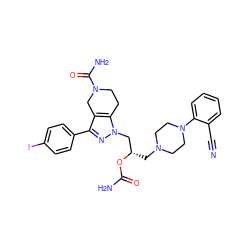 N#Cc1ccccc1N1CCN(C[C@@H](Cn2nc(-c3ccc(I)cc3)c3c2CCN(C(N)=O)C3)OC(N)=O)CC1 ZINC000028129572