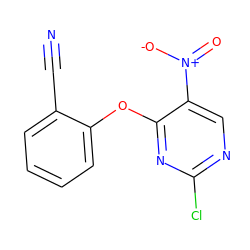 N#Cc1ccccc1Oc1nc(Cl)ncc1[N+](=O)[O-] ZINC000236058888