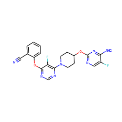 N#Cc1ccccc1Oc1ncnc(N2CCC(Oc3ncc(F)c(N)n3)CC2)c1F ZINC000049034065