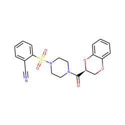 N#Cc1ccccc1S(=O)(=O)N1CCN(C(=O)[C@@H]2COc3ccccc3O2)CC1 ZINC000006560015