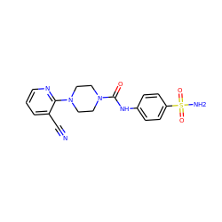 N#Cc1cccnc1N1CCN(C(=O)Nc2ccc(S(N)(=O)=O)cc2)CC1 ZINC000473084157