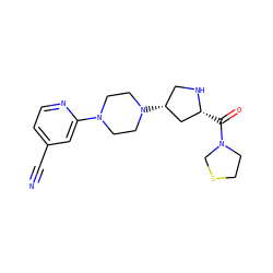 N#Cc1ccnc(N2CCN([C@@H]3CN[C@H](C(=O)N4CCSC4)C3)CC2)c1 ZINC000028889109