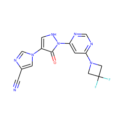 N#Cc1cn(-c2c[nH]n(-c3cc(N4CC(F)(F)C4)ncn3)c2=O)cn1 ZINC000043208115