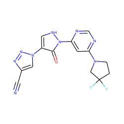 N#Cc1cn(-c2c[nH]n(-c3cc(N4CCC(F)(F)C4)ncn3)c2=O)nn1 ZINC000043208116