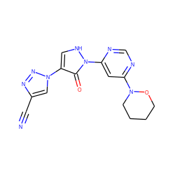 N#Cc1cn(-c2c[nH]n(-c3cc(N4CCCCO4)ncn3)c2=O)nn1 ZINC000043208620