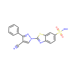 N#Cc1cn(-c2nc3ccc(S(N)(=O)=O)cc3s2)nc1-c1ccccc1 ZINC000299829863