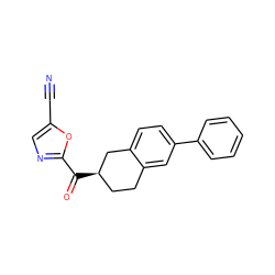 N#Cc1cnc(C(=O)[C@@H]2CCc3cc(-c4ccccc4)ccc3C2)o1 ZINC000071296728